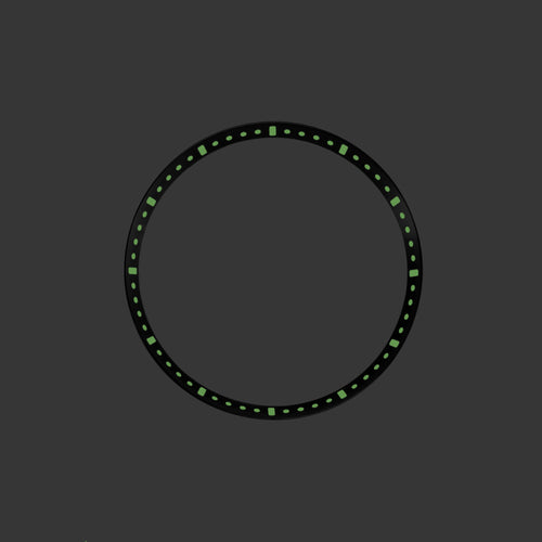 SKX / SRPD Chapter Ring: Brushed Black Stainless Steel with Luminous Markers