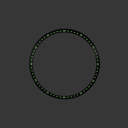 SKX / SRPD Chapter Ring: Brushed Black Stainless Steel with Luminous Markers