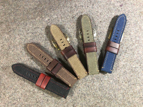 Vintage Fabric Top Leather Strap